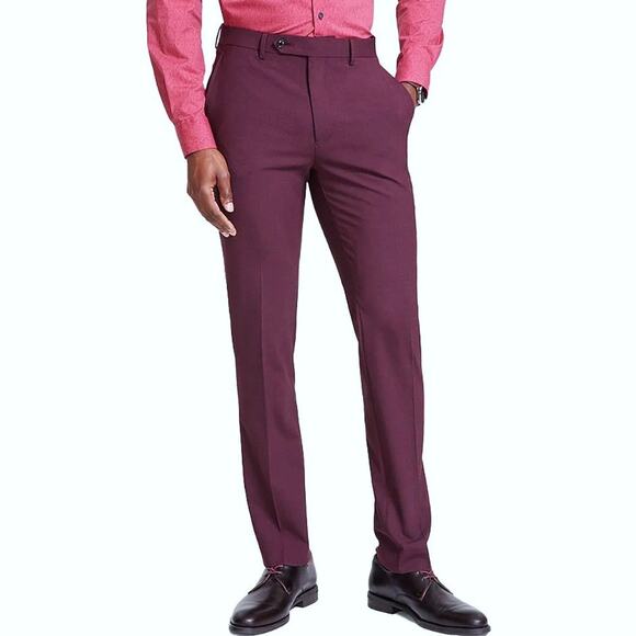 Bar III Men's Red Wool Blend Skinny Fit Classic Suit Dress Pants Size 32x30 - Picture 1 of 5